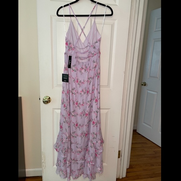 Lulus In Love Forever Blush Floral Lace-Up High-Low Maxi Dress - Picture 4 of 5
